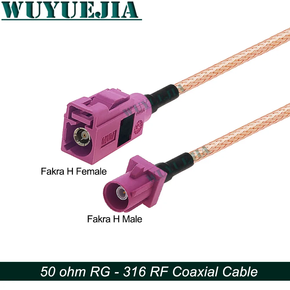 Heather Violet Fakra H Male to H Female Connector 50 ohm RG-316 Coaxial Cable WIFI Router Antenna Extension Pigtail Cord Jumper