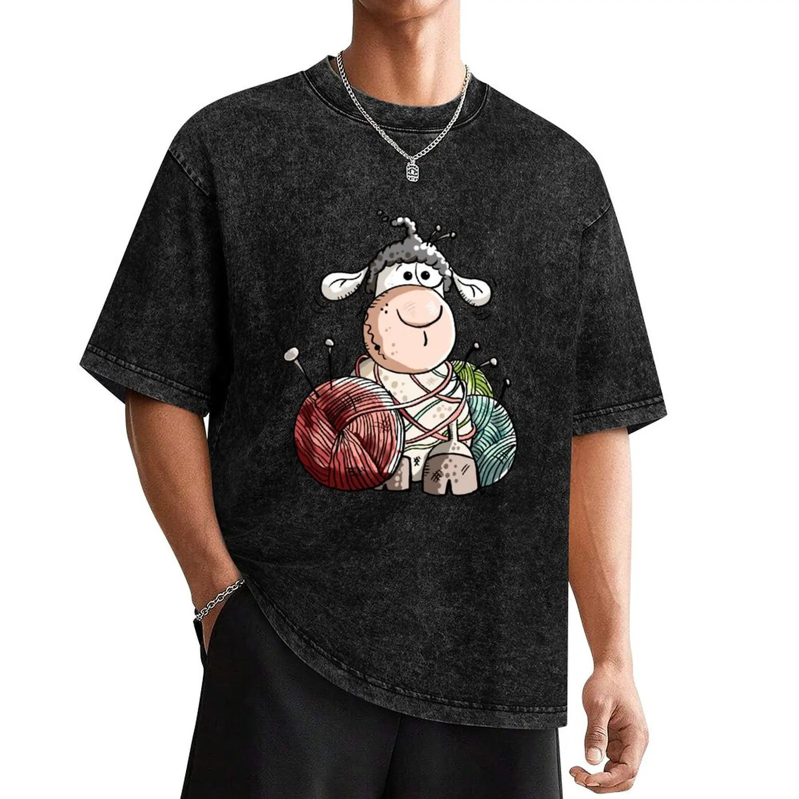 Sheep between wool balls - Cartoon - Gift T-Shirt customizeds blacks vintage t shirts mens tall t shirts