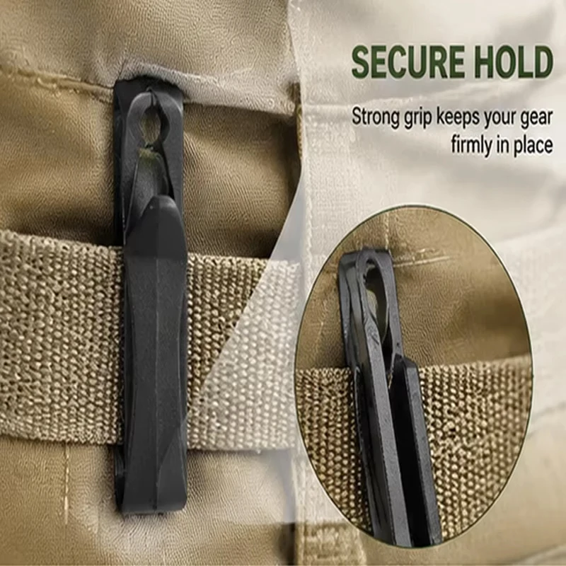 Black Webbing Strap Keeper Buckles Quick Slip End Clips Adjustable Straps MOLLE Backpack Strap Fasteners Outdoor Bag Accessories