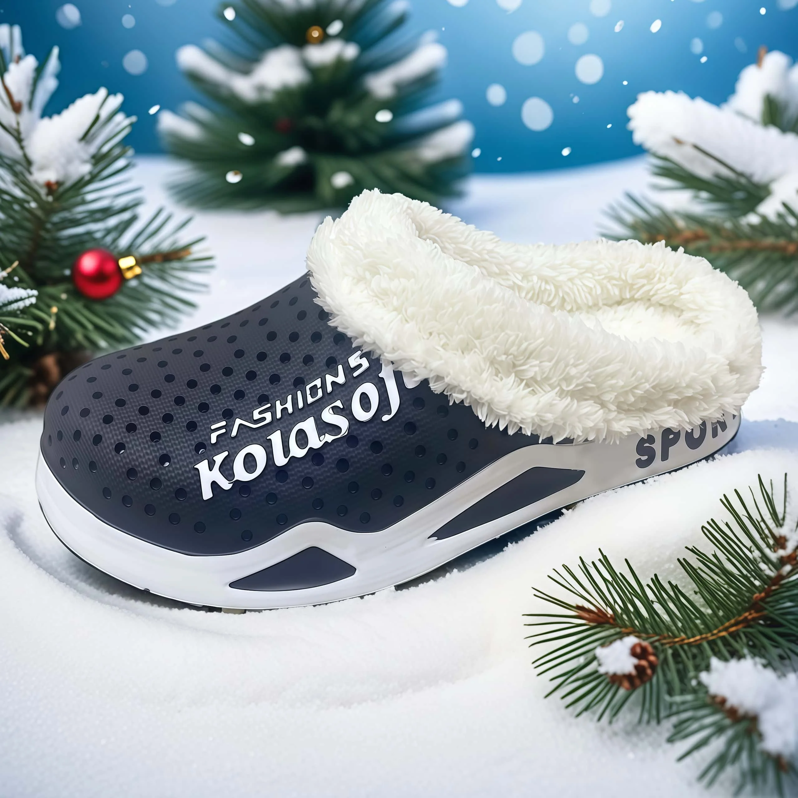 Zuecos de invierno con forro polar para hombre, zapatillas de Eva cálidas, cómodas y ligeras, zapatillas de algodón para el hogar de doble uso para interiores y exteriores
