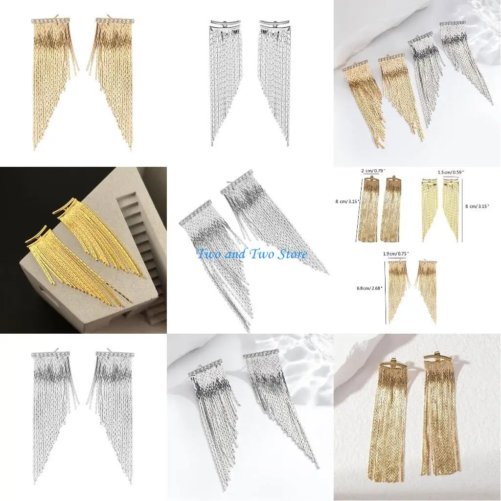 HX6F موضة الأقراط سلسلة طويلة مزاجه شرابات قلادة أقراط مجوهرات الحفلات #1