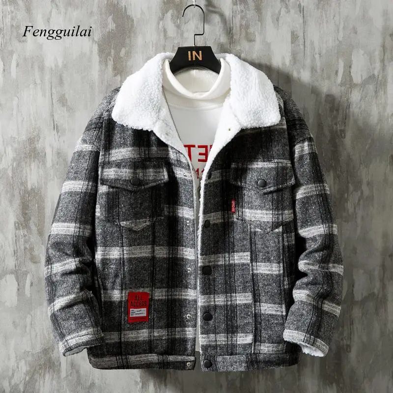 2023 New Winter Jacket Plaid Cotton Coat Casual Fashion Warm Men Comfortable Jacket Black and White Asian Size Size M-5Xl