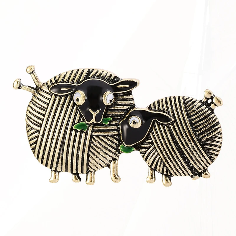 Brooch Enamel Jewelry for Women Pin Shirt Coat Daily Party Gift New Fashion Vintage Ball Of Yarn Sheep Pin Badge Animal