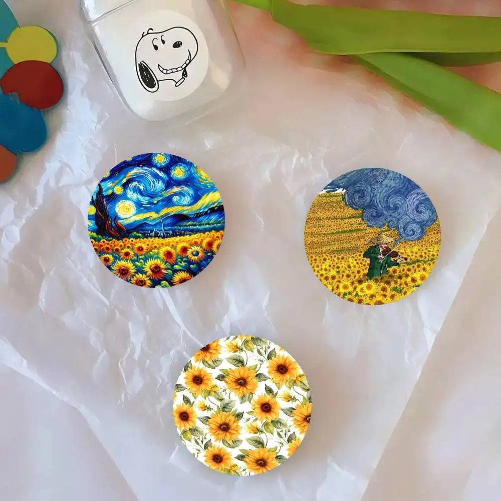 Sunflower Flower Sea Round Badge Lapel Pins For Backpacks Briefcase Laser Brooch Clothes Gifts