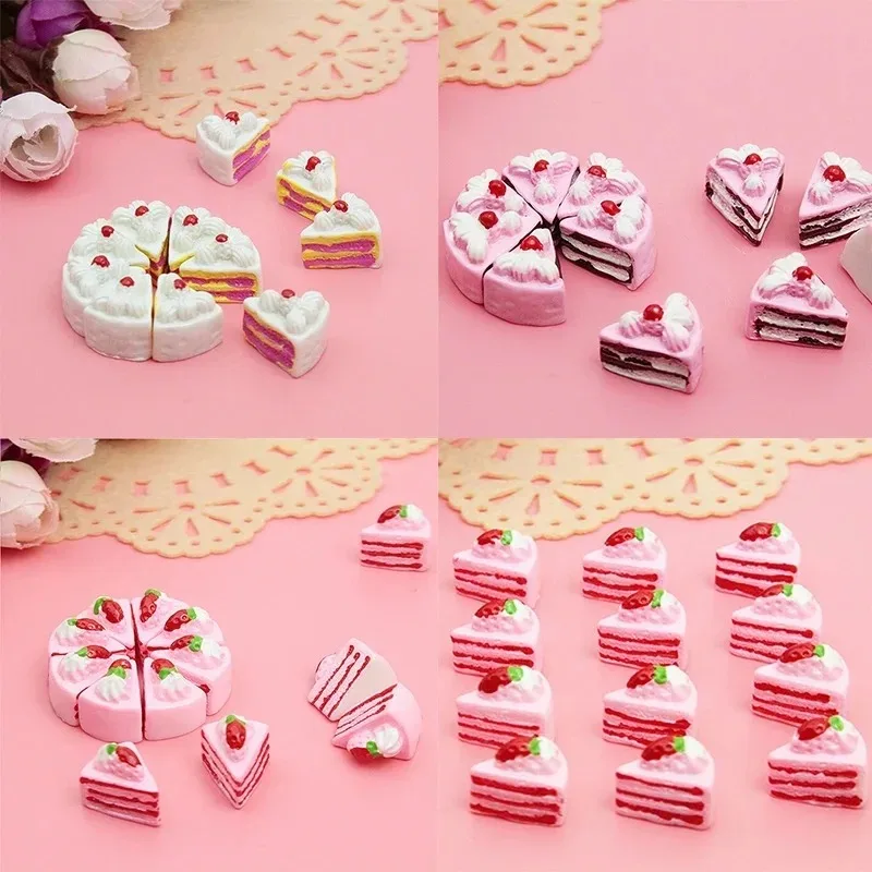 10Pcs New Resin Flatback Cabochons Flower Triangle Cake Mini Charms DIY Scrapbooking Handcraft Supplies