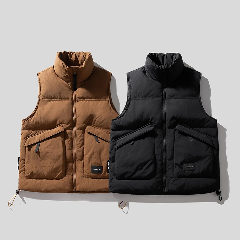 

American Retro Du down Thiened Men's Winter Warm Vest Workwear Jaet Mountain Series Outerwear Loose Fit Youth Trend