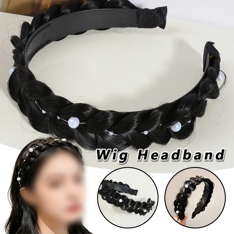 

Wig Twist Headbands Women Elegant Bohemian Braided Wig Headband Women Hair Ties Headband Pearl Hair Accessories New
