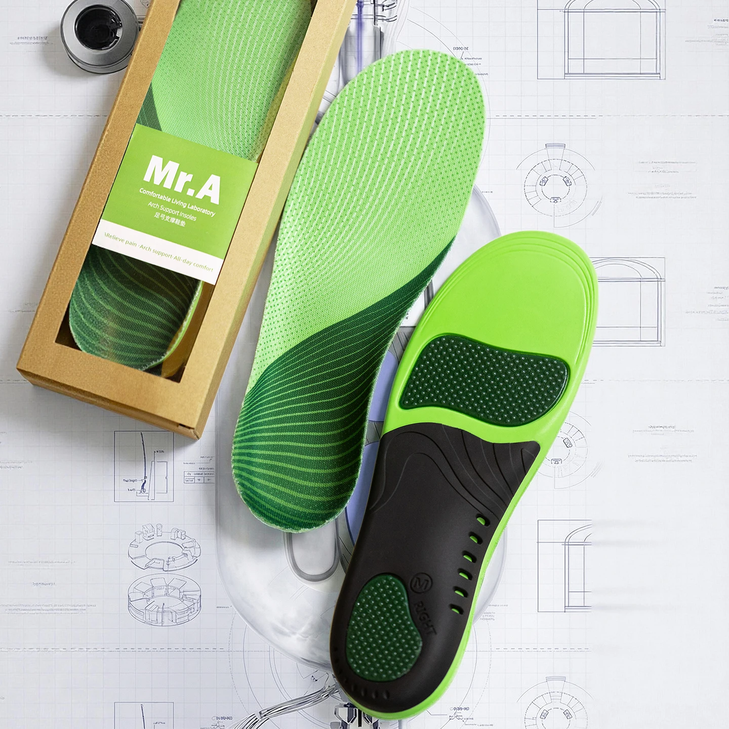 

Мужские 3D-стельки Mra с поддержкой свода стопы, спортивные, амортизирующие, эластичные и износостойкие, ортопедические стельки для плоскостопия, настраиваемые стельки