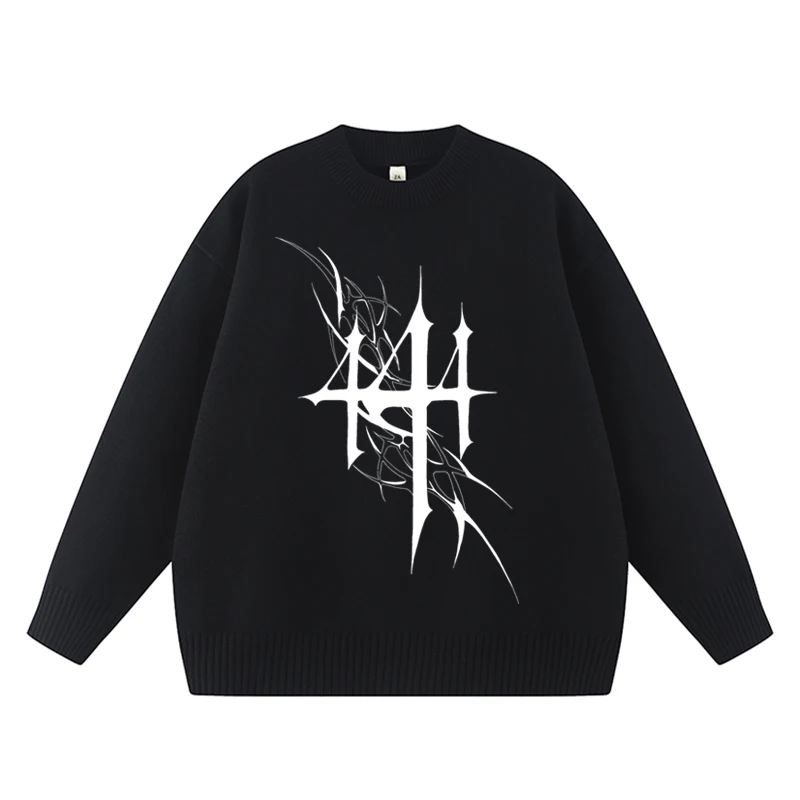 سترة نسائية فضفاضة بأكمام طويلة مطبوعة هاراجوكو سترة نسائية كورية للخريف والشتاء ملابس تريكو ناعمة دافئة سترة نسائية أنيقة متينة إيمو