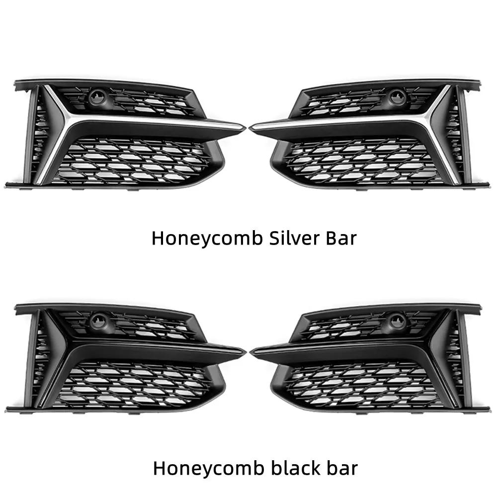 

For Audi A6L RS6 19-22 C8 Black Samurai fog light frame modified front bar surrounded by honeycomb mesh fog light cover