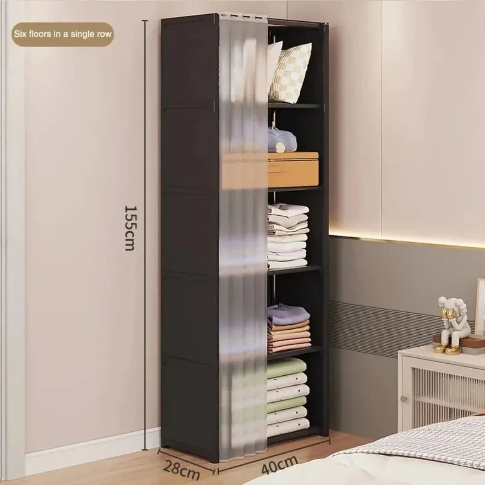 Household Wardrobe Simple Assembly Storage Wardrobe Bedroom Open Locker Portable Large Capacity Clothes Organizer Rack Cabinet