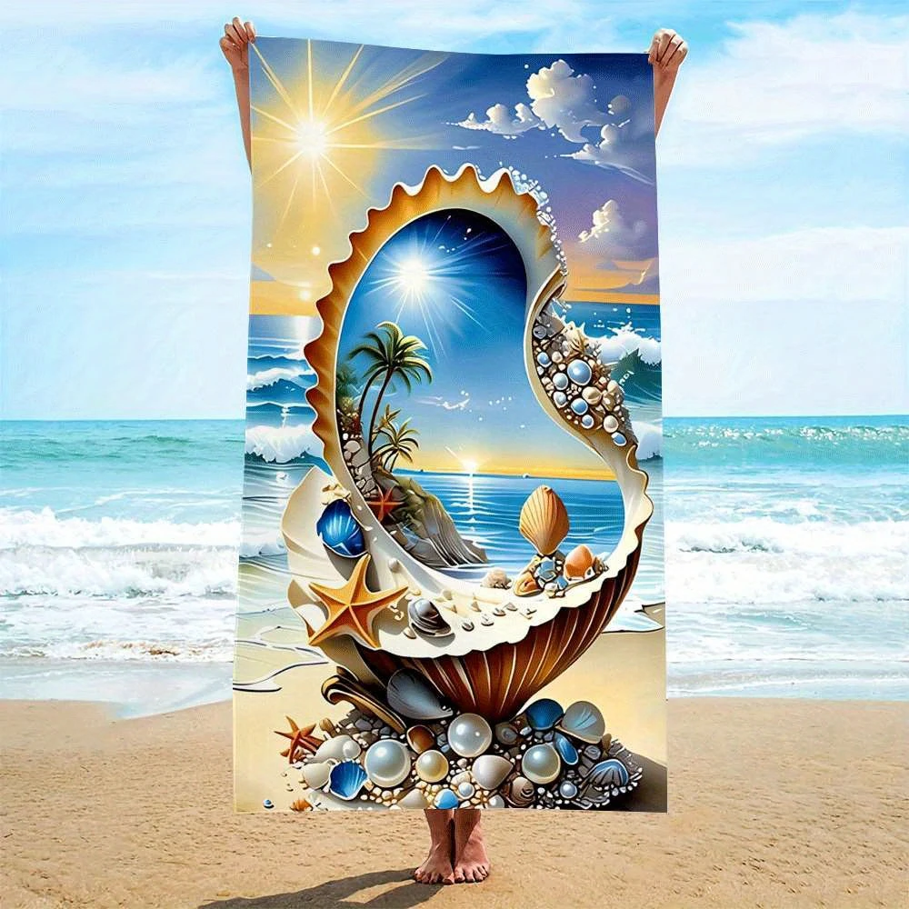 One Pc Ultra Soft Quick Dry Beach Towels With Cute Ocean Animal Prints For Summer Vacation