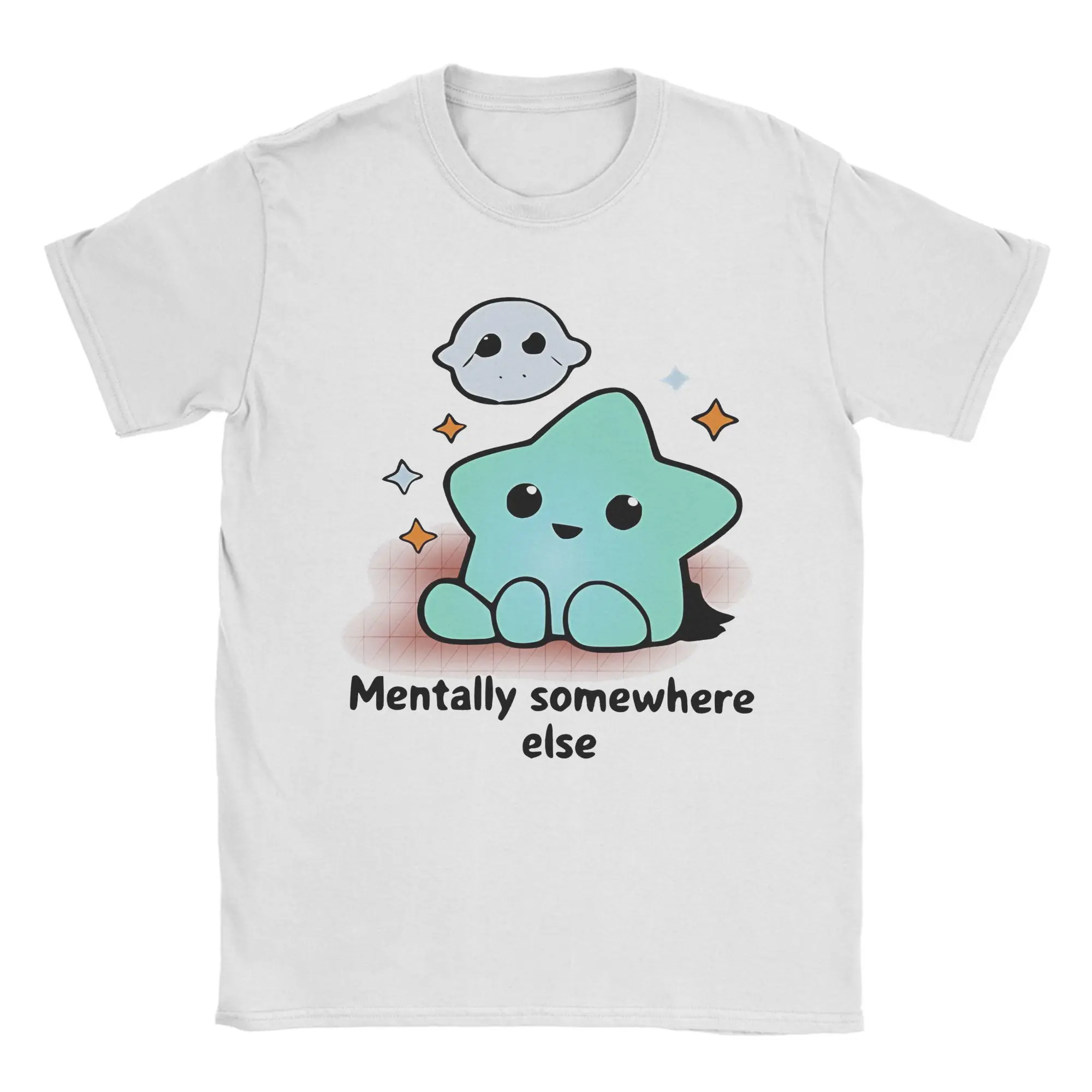 Oversized T Shirt Mentally Somewhere Else Cute Star Meme  Dissociation Sticker  100% Cotton T-Shirts Lumalee for Men Summer Tops