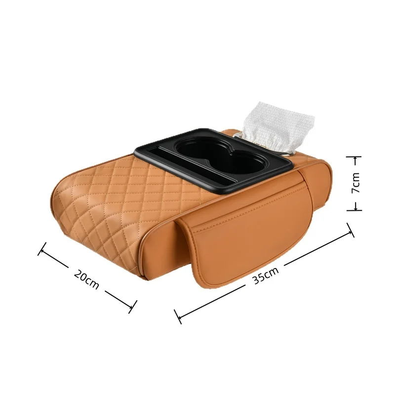 صندوق تخزين مسند ذراع السيارة، منظم وحدة التحكم المركزية للسيارة، وسادة زيادة مسند الذراع مع حامل الأكواب، صندوق منظم تخزين مسند الذراع