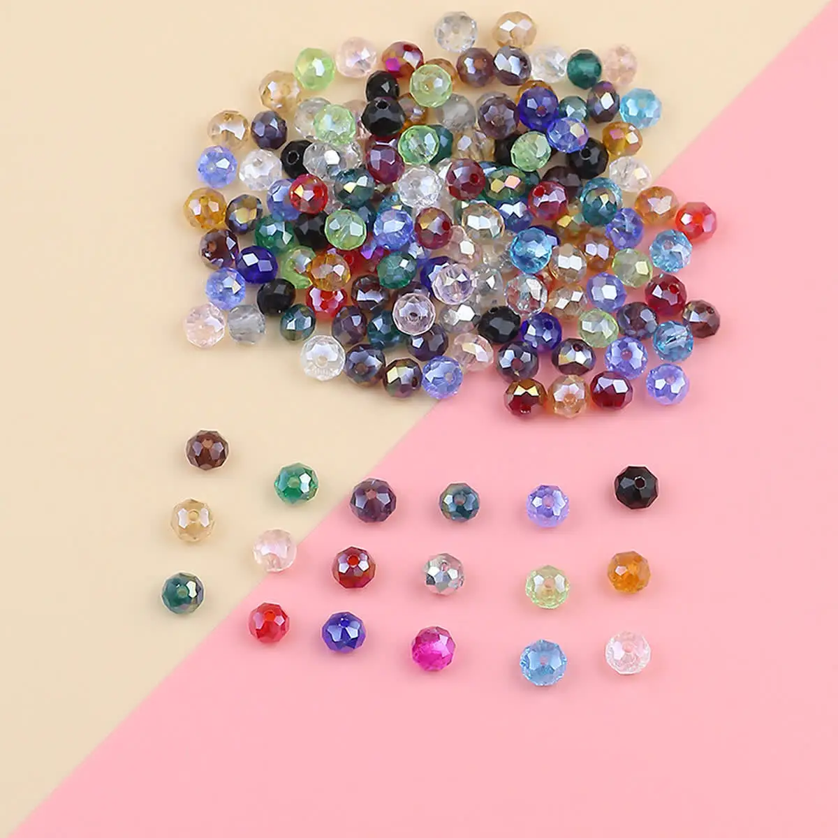 BTFBES 6mm 50pcs Faceted Flat Round Austrian Crystals Loose Bead Glass Ball for Bracelet Necklace Jewelry Making DIY Accessories