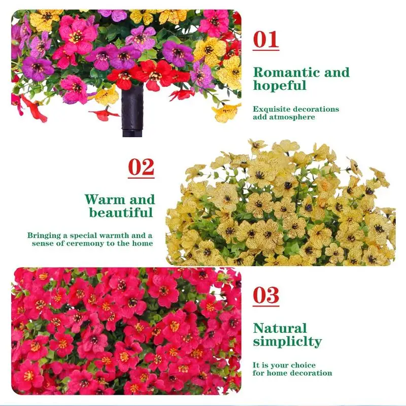 Vibrant 18 Inch Petunias Artificial Flowers with Ground Stake for Outdoor Porch and Yard Decor