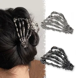 Gothic Y2k Ghost Hand Claw Clips Women Large Metal Silver Color Korean Shark Hair Clips Grab Clamps Girls Hair Accessories