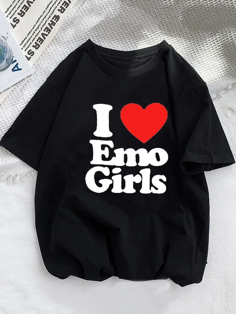 Woman Tshirt I Love Emo Boys T Shirt Short Sleeve Funny T Shirt Print Fashion Harajuku Streetwea Casual  Tops Couple Tees Top