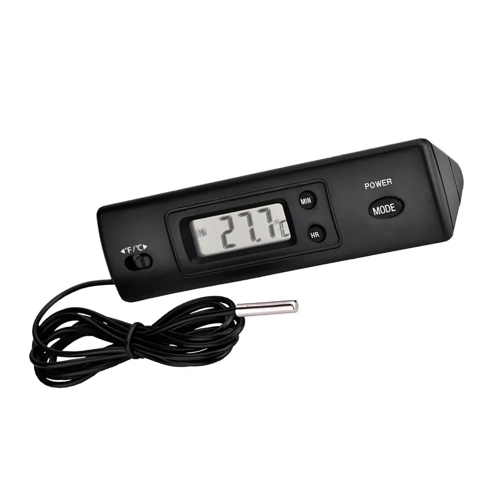 Double Probe Digital Thermometer High Accuracy Celsius Fahrenheit Switch Refrigerator Thermometer Wired Probe Time Display