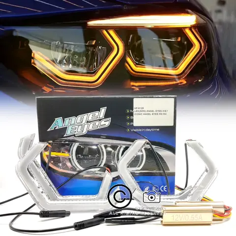 아이코닉 스타일 LED 크리스탈 엔젤 아이 키트 아이 키트, M4, BMW E46 E90 E60 F10 E91 E92 F30 F31 F34 F01 F02 F80 F82 F83 M2 F20 용, 4 개
