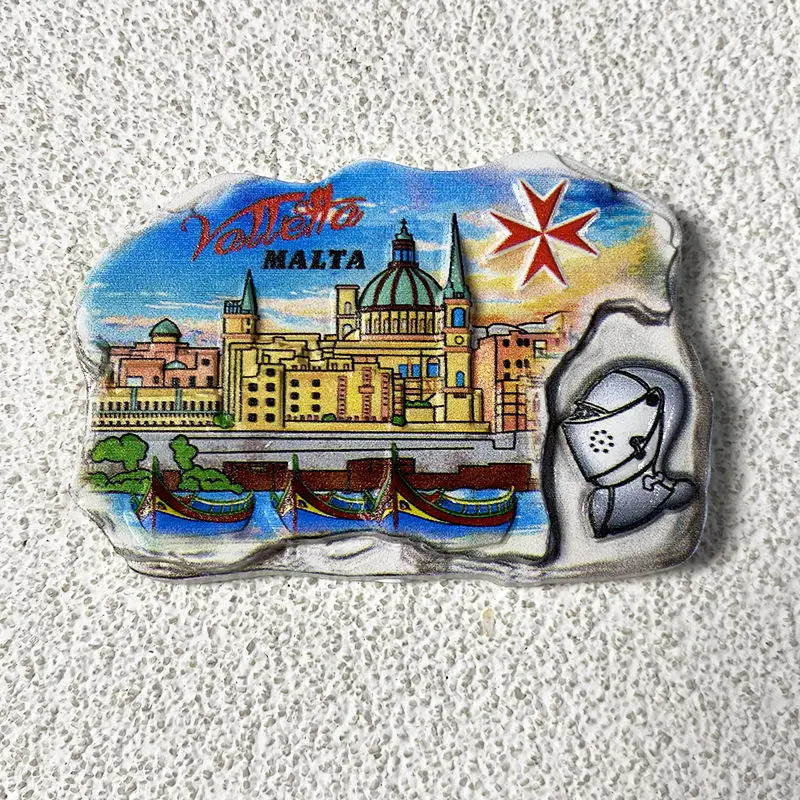 Valletta Malta 3D Resin Fridge Magnet St. John's Co-Cathedral Cityscape Home Decor Aimants Frigo Magnets for Refrigerator