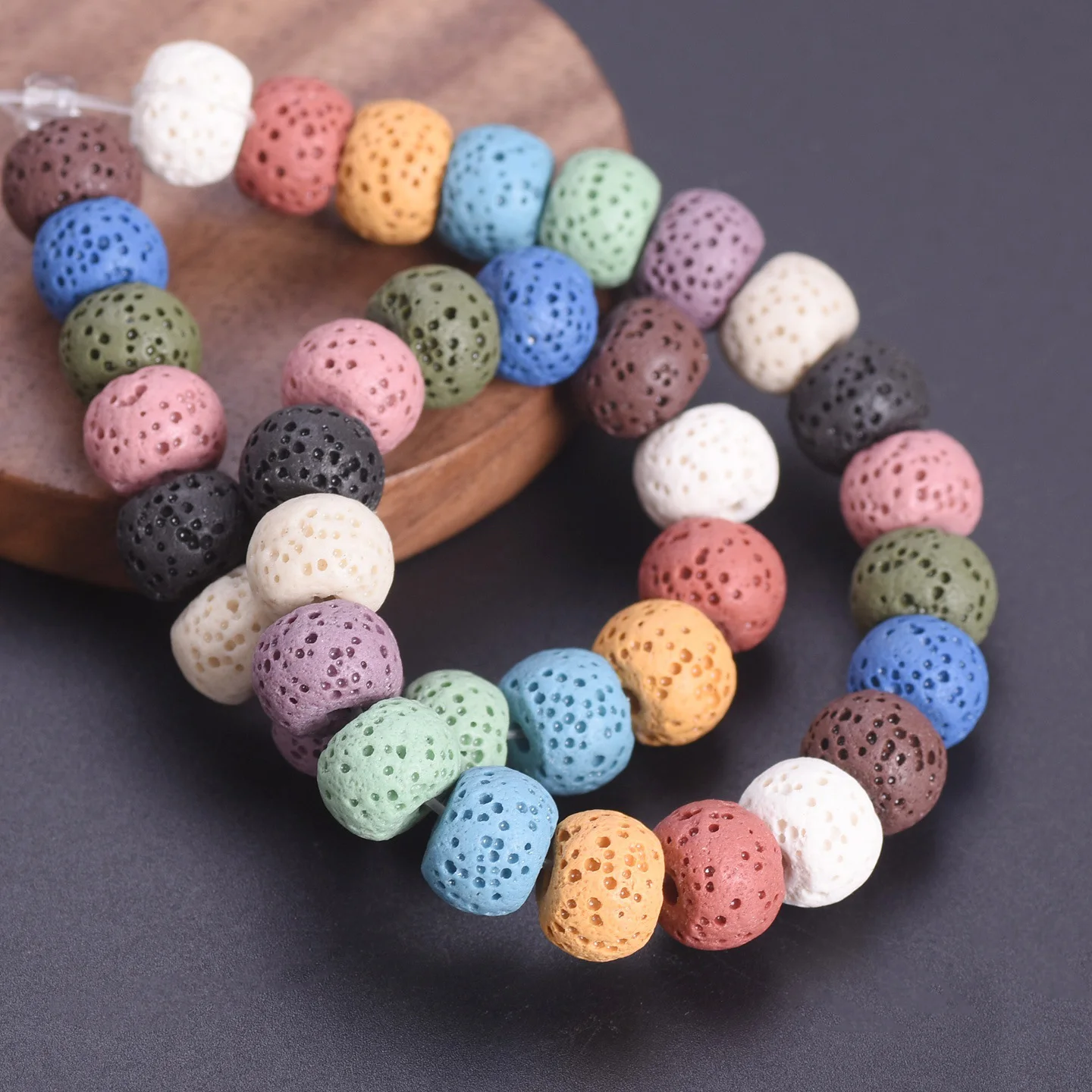 

Rondelle Shape Natural Lava Stone Loose Beads 20PCS 8x6mm 10x7mm For Jewelry Making DIY Bracelet Findings