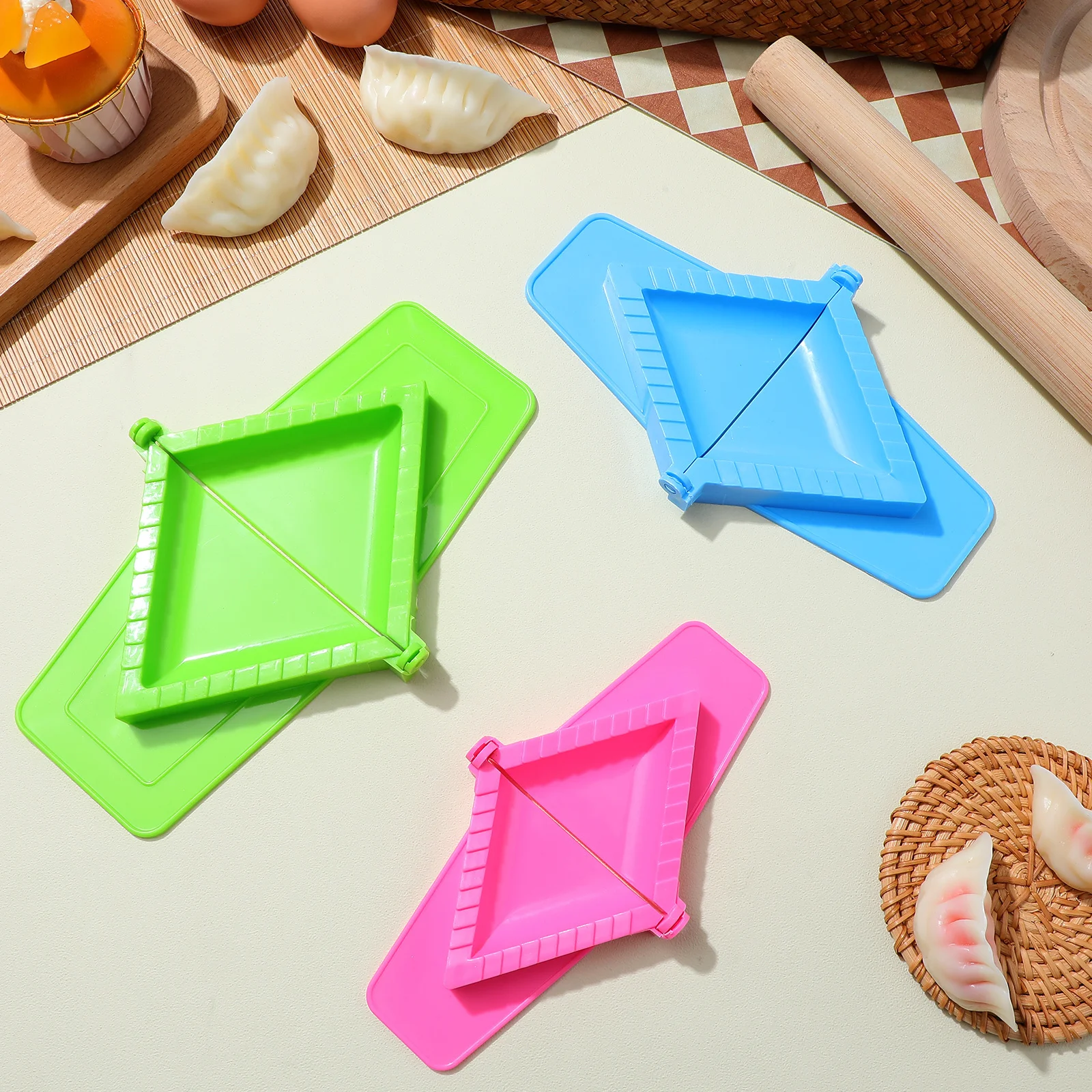 Molde para bola de masa de 3 uds., forma cuadrada de plástico, juego de prensa Manual para hacer dumplings, herramienta de cocina, Wonton Empanada Pierogi Gyoza, ayuda para envolver