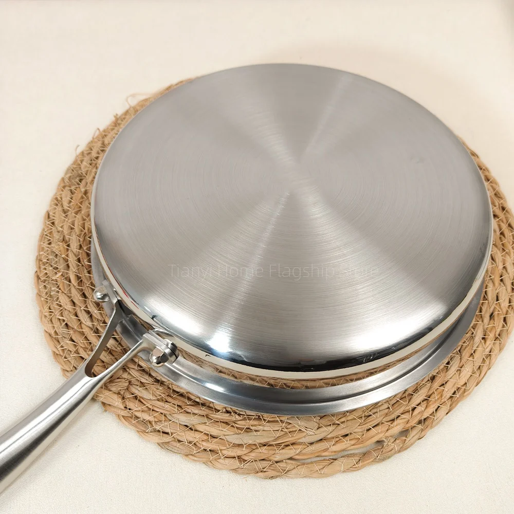 مقلاة من التيتانيوم غير لاصقة من الفولاذ المقاوم للصدأ مقلاة شريحة لحم البيض المنزلية طباخ التعريفي موقد غاز وعاء الطبخ تجهيزات المطابخ المطبخ #2