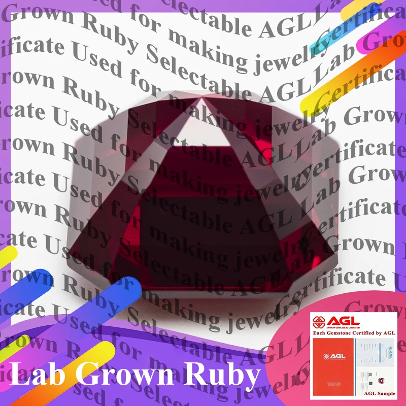 

Lab Grown Ruby Stone Pigeon Blood Red Asscher Cutting Charm Bead R Daily Matching DIY Jewelry Optional Certificate-M