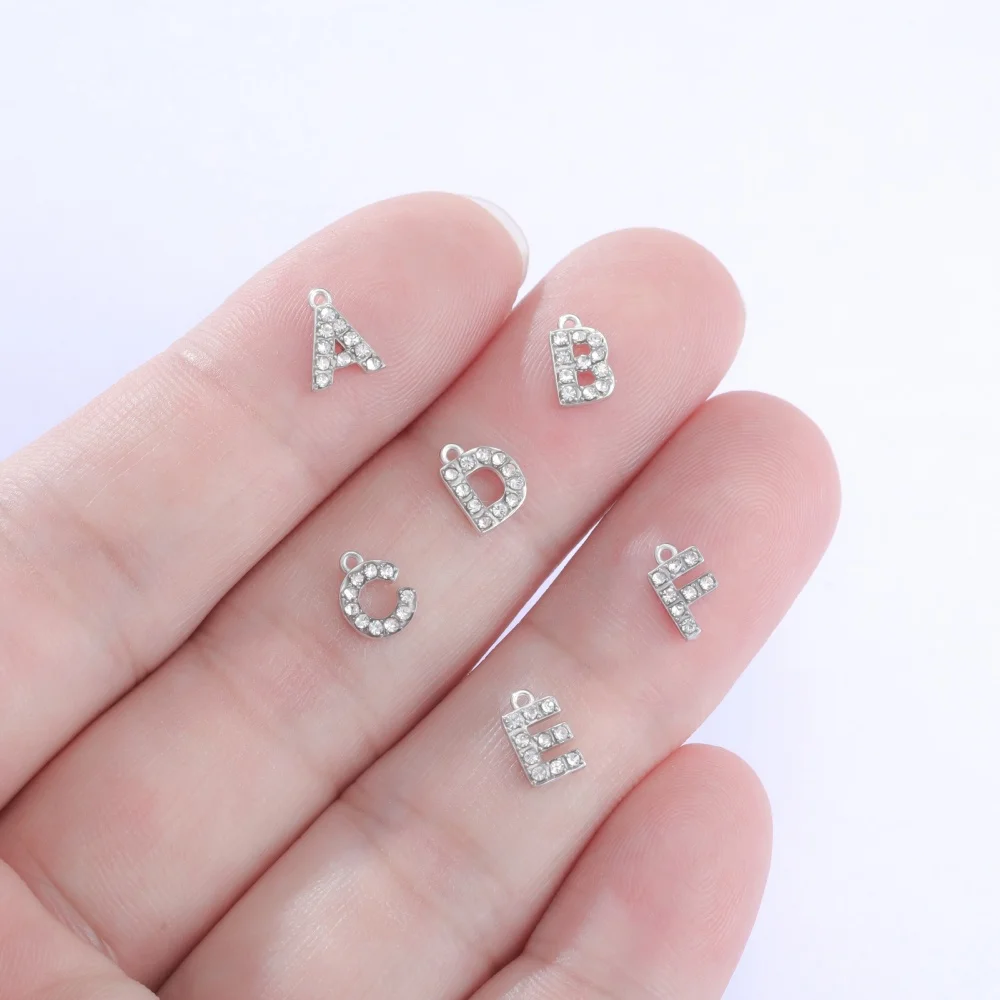 5 Stück Edelstahl Goldfarben Klare Zirkon Buchstaben Charms DIY A-Z Alphabet Anhänger für Halsketten Armbänder Ohrringe Herstellung – Detail 8