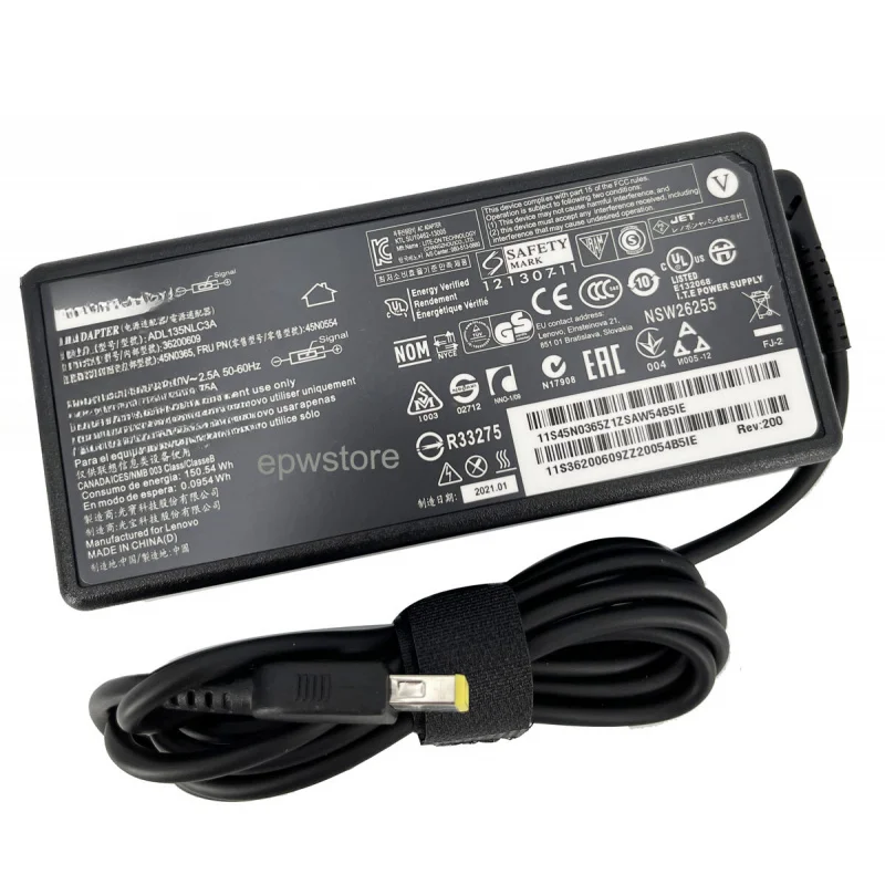 

Адаптер переменного тока 20В 6.75А 135Вт для Lenovo Legion 5 15ACH6A с тонким разъемом