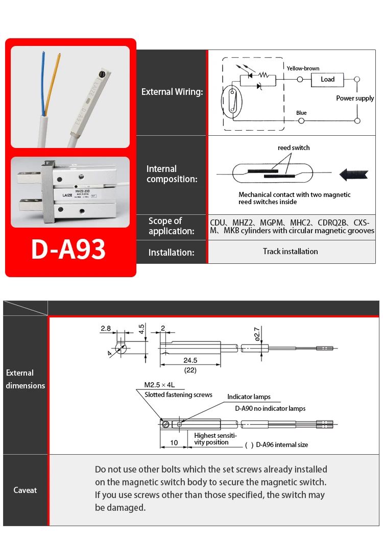 Laize magnet sensor magnetisch gesteuerter schalter für zylinder CS1-F, u, j, s, g; DS1-M; D-B, D-Z – Detail 12