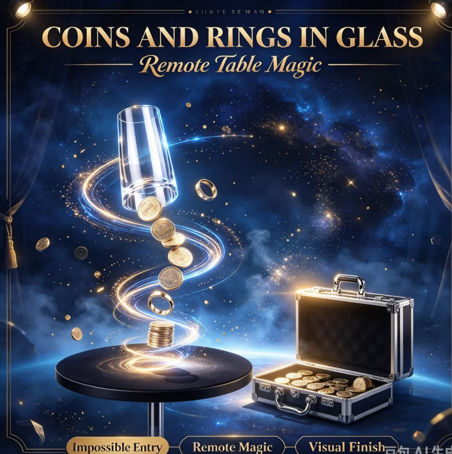 Magic Table Coins and Rings Through Glass Remote Control Magic Trick Electronic Stage Illusion Props for Professional Magicians