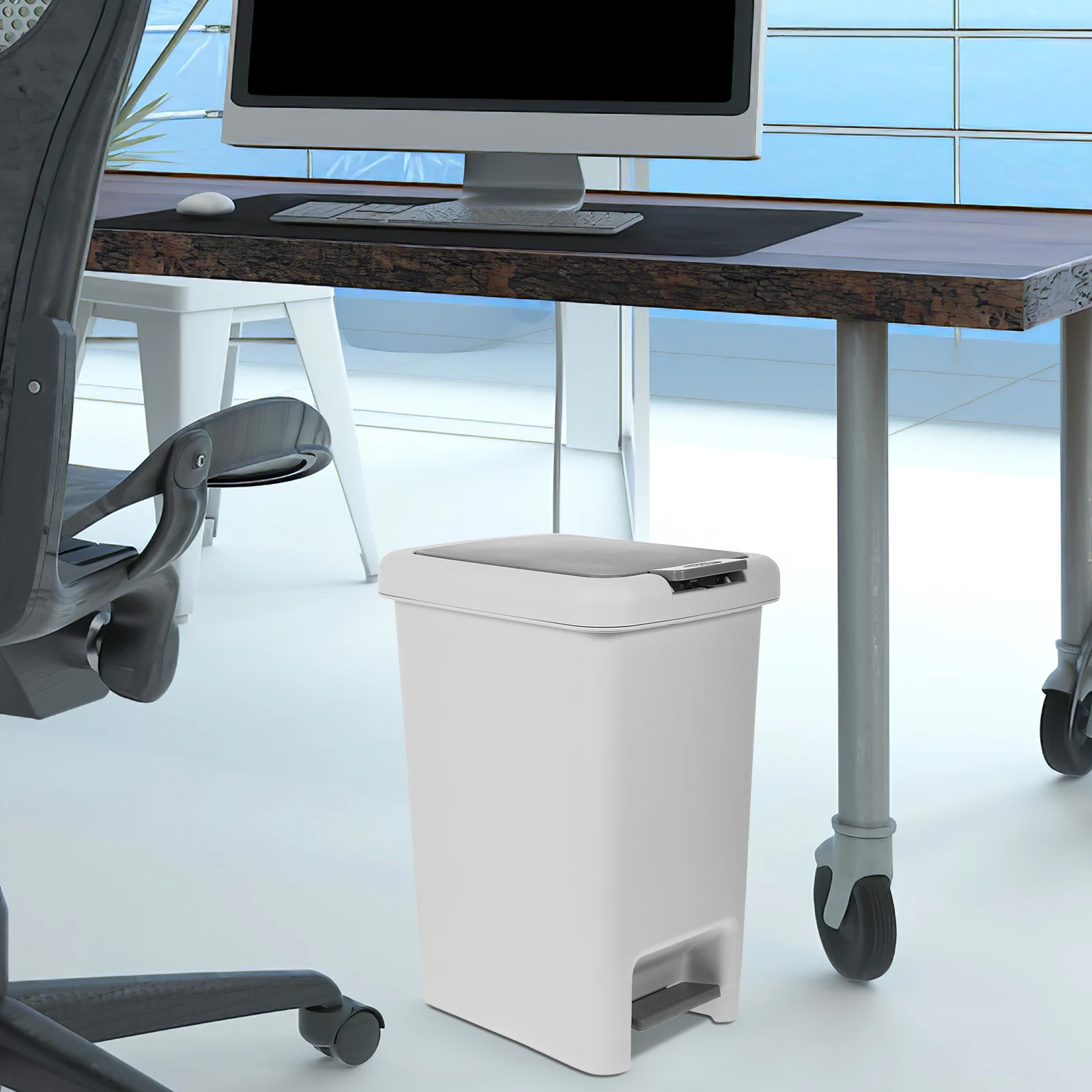 

Thickened Step-On Trash Can Reusable Narrow Space Garbage Bin For Kitchen Office Bedroom Slim Design Lidded Waste Container With