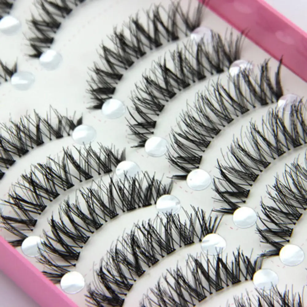 Fashion 10 Pairs Natural Black Long Cross Thick False Eyelashes Party Eye Makeup Fake Eyelash Extension Fake Eyelashes