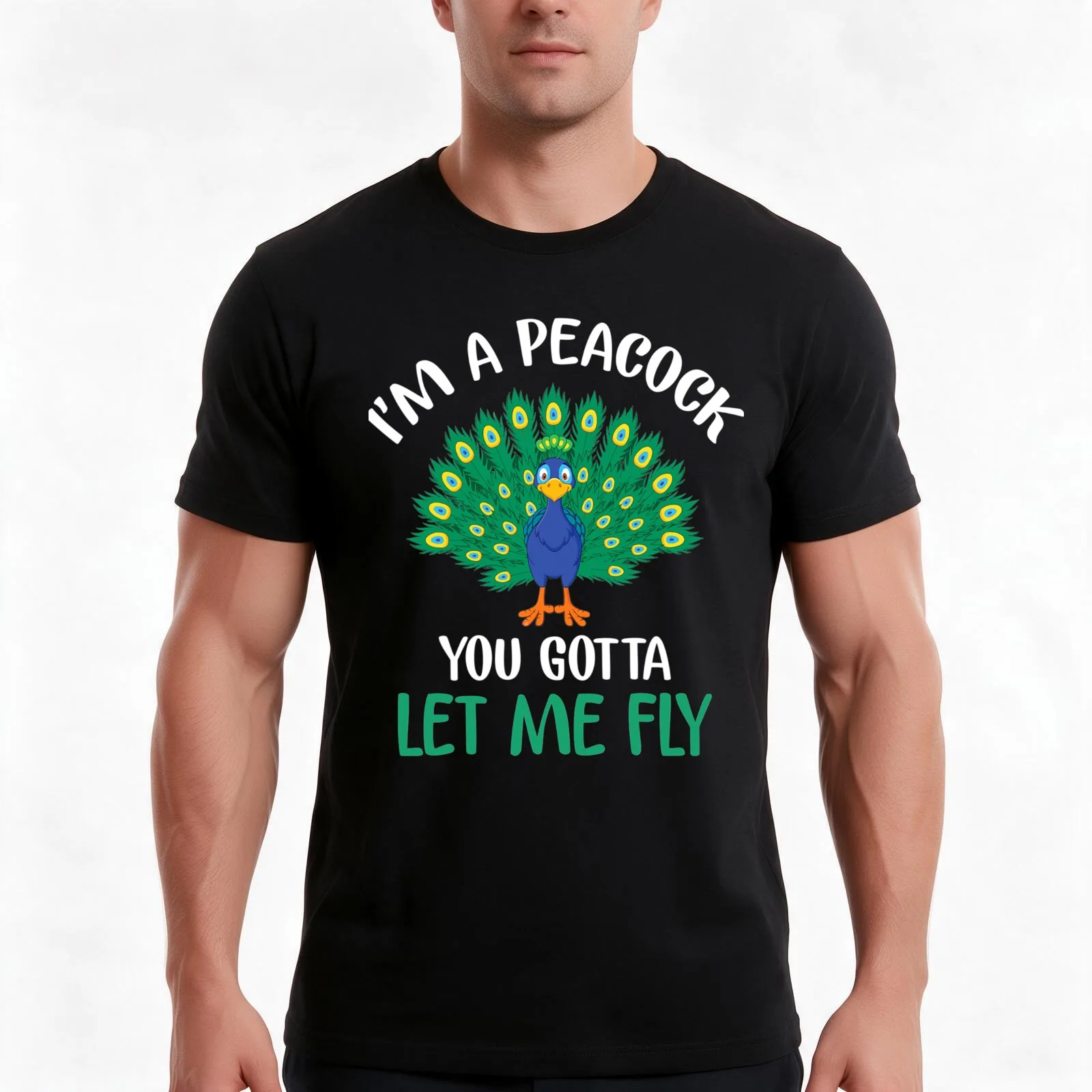 I'm A Peacock You Gotta Let Me Fly Peacock Lover Gift T-Shirt, Summer Casual Cotton Tee, Oversized Streetwear Tops, 100% Cotton