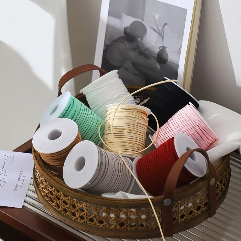 Multipurpose Faux Suede Leather Velvet Rope Handmade Korean Style Leather Roll Thread Cord Ribbon Gift Packaging Rope DIY