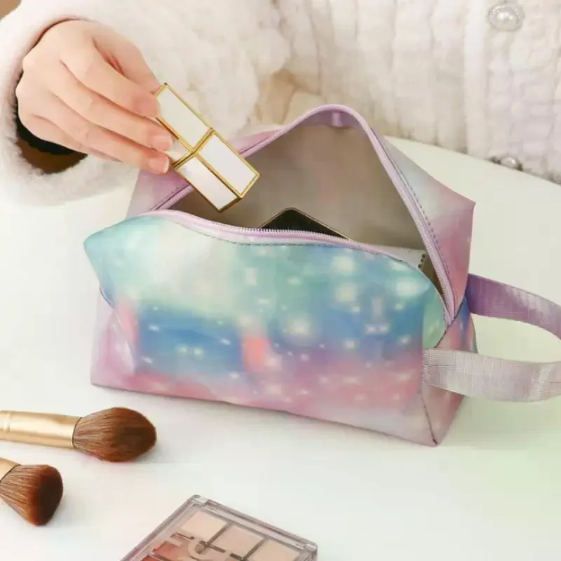 Gradient Cosmetic Bag With/without Handle, Waterproof Makeup Pouch, Portable Travel Toiletry Organizer For Women