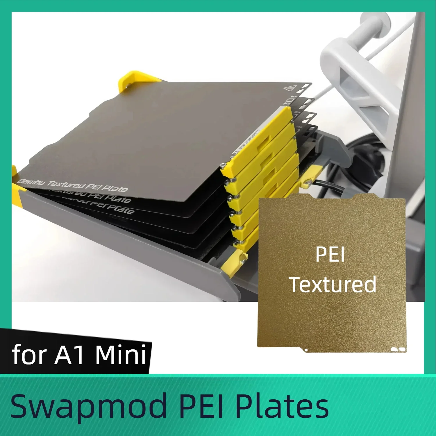 for Swapmod Bambu Lab A1 Mini PEI Sheet Double Sided Textured 184*184mm PEI Sheet PEI Build Plate 3D Printer
