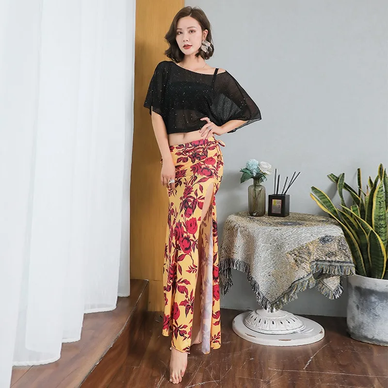 

Belly Dance Elastic New Mesh Sexy Long Dress Oriental Dance Suit Practice Suit Performance Suit