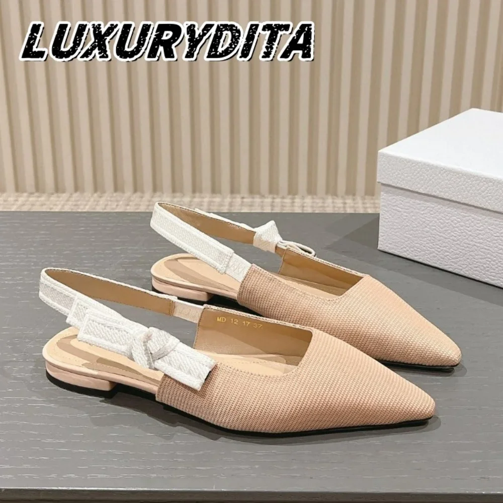 Top Quality Luxury Womens Sandal Casual Lace Flat Fashion Embroidered Muller Shoes Designer Silk Leather Soled High Heel