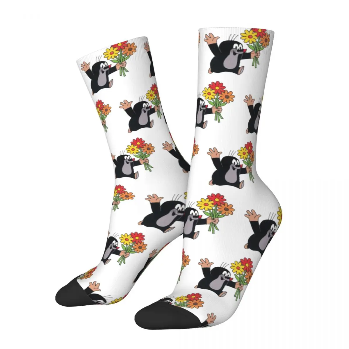 Hip Hop Vintage Cute Flower Crazy Men's compression Socks Unisex Krtek The Mole Harajuku Pattern Printed Funny Happy Crew Sock