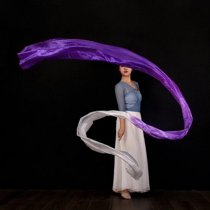 

45*400cm Women square dance Practice Imitation Silk Streamer Belly Dance Streamer Rhythmic Gymnastics Artistic Dance Ribbons