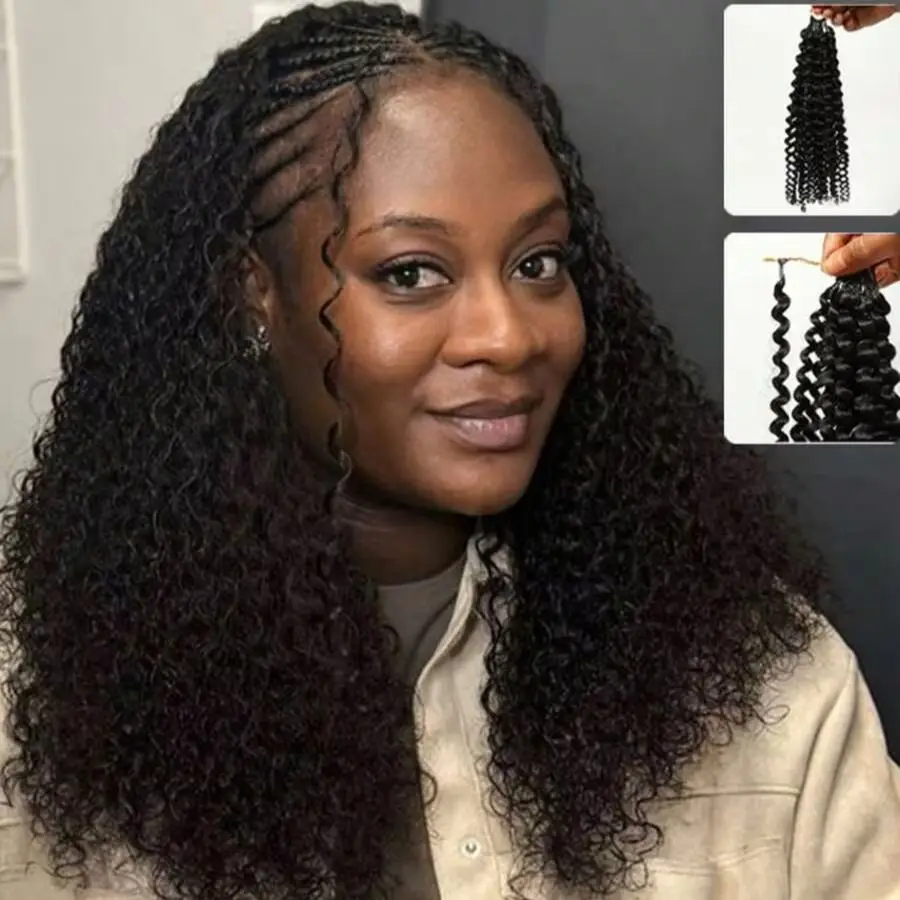 Extensions de cheveux humains bouclés au crochet, effet plume, sans nœuds, pré-bouclées, faites à la main, 14-22 pouces, avec nœuds invisibles pré-séparés pour femme