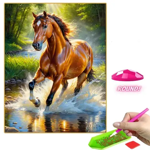 Horse Animals Diamond Painting 5D DIY Full Drill Canvas Stitch Cross Set Mosaic Embroidery Gift Home Decor Handcraft Children