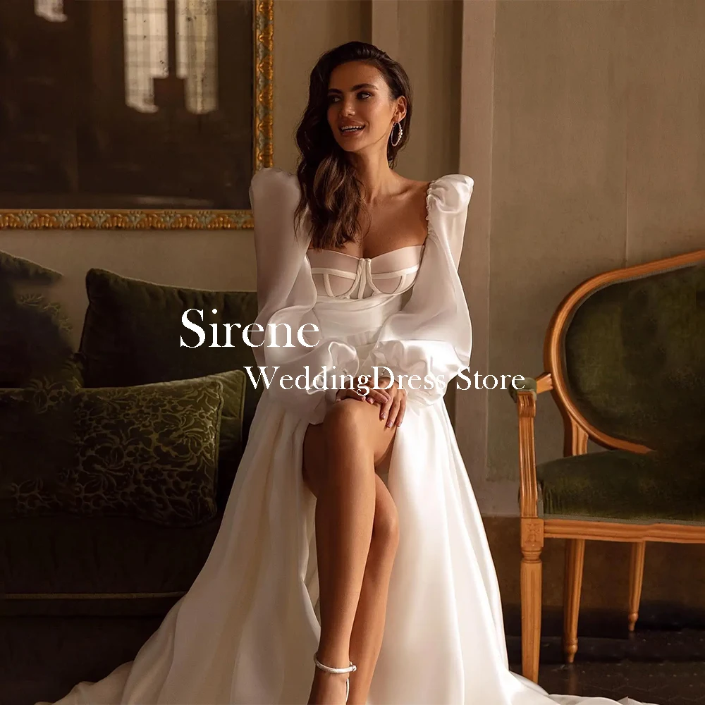 Sirene-Robe de Mariée Longue en Satin Ivoire, Élégante, Longueur au Sol, Ligne A, sur Mesure, Éducative, pour Femme, 2024