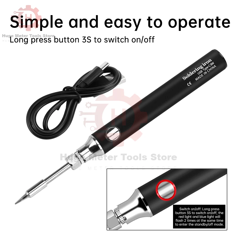 Electric Soldering Iron Type-C Interface USB Plug-in Model with Three Levels of Temperature Regulation and Portable Welding Tool