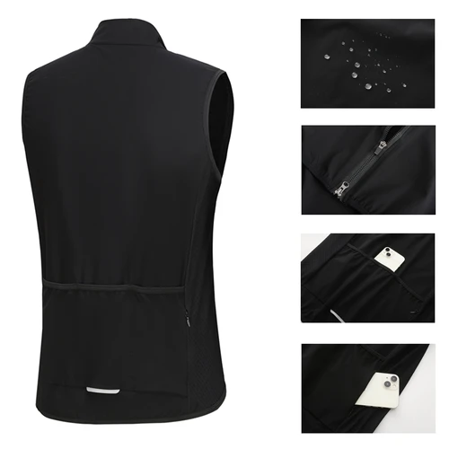Rsantce hombres 3 + 1 bolsillo a prueba de viento impermeable ligero ciclismo sin mangas chaqueta Mtb bicicleta Jersey ropa chaleco reflectante