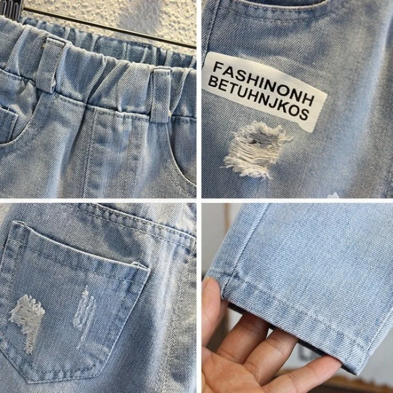 الفتيان فتاة هول الجينز السراويل نوعية ممتازة القطن جديد عارضة بناطيل أطفال طفل رضيع مريحة الاطفال ملابس الأطفال #6