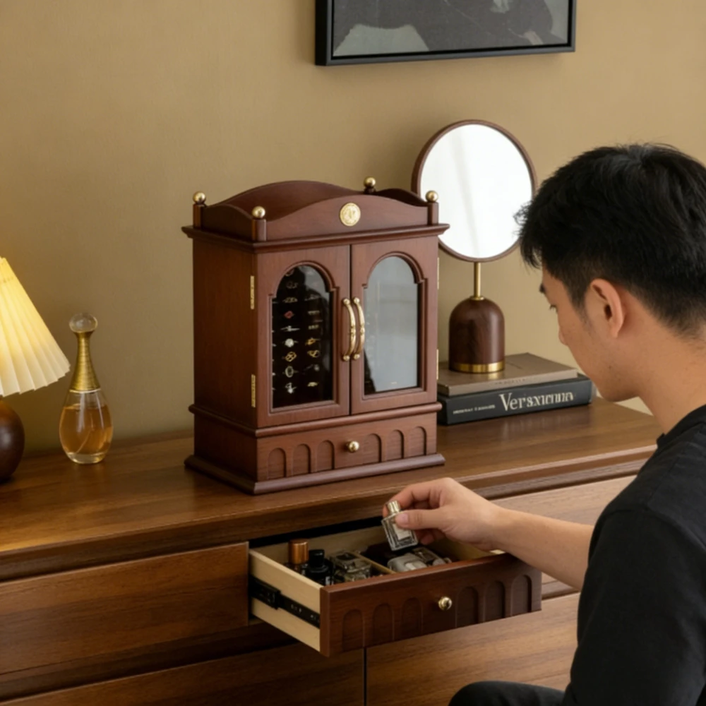 Retro High-end Palace Magic House-shaped Jewelry Storage Box, Solid Wood Exquisite Artistic Jewelry, Birthday and Wedding Gift